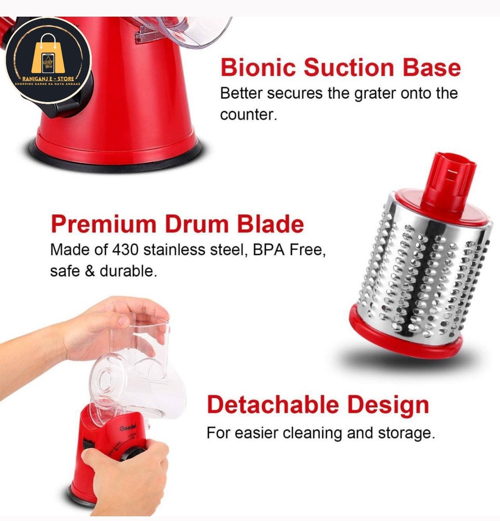 Tabletop drum grater