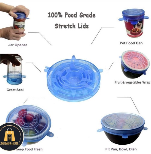 [Kitchen Essentials ] Silicone Lid Set Of 6